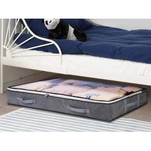 Lot de 2 sacs de rangement sous le lit pour v&ecirc;tements et couvertures - Gris - Neuf