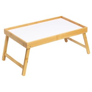 Alpina Plateau De Service En Bambou Avec Pieds Repliables &iquest; Plateau Bois 50x30x22 Cm &iquest; Id&eacute;al Pour Petit D&eacute;jeuner, D&eacute;co Ou Plateau De Pr&eacute;sentation &iquest; L&eacute;ger Et Robuste - Neuf