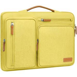 Housse 360° Pour Ordinateur Portable 13,3 Pouces, Compatible Avec Macbook Air/Pro 13 / Pro 14, Hp Dell Acer Asus, 13-14 Pouces Sac Ouvert Latérale Avec 4 Poches Zippées&Poignée,Jaune - Neuf