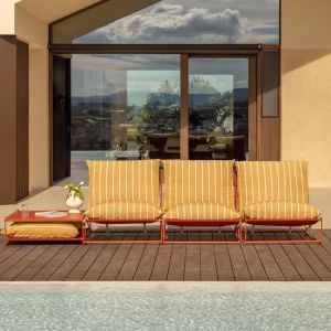 Ensemble De Jardin Modulable Amaro 3 Pièces Avec Canapé Et Table D'appoint Convertible Jaune Miel - Rouge Argile - Neuf