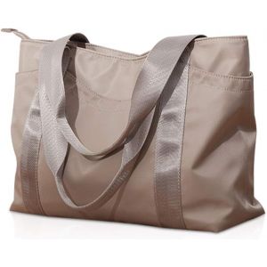 SJZG-Sac Fourre-Tout En Nylon Pour Femme Cabas Grand Sac &Agrave; Bandouli&egrave;re Sac Shopping &Eacute;tanche Sac Port&eacute;s &Eacute;paule Zipp&eacute; Sac &Agrave; Main De 14 Pouces - Neuf