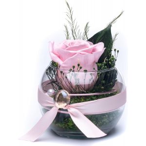 , Cadeau maman | rose &eacute;ternelle parfum&eacute;e en Verre | fait main avec feuillage 100% naturel en boite cadeau raffin&eacute; || Fleur &eacute;ternelle en Coffret Cadeau | Cadeau fete des grand mere - Neuf