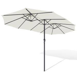 Grand Parasol 3 Pans Beige Clair &iquest; Ombrage Xxl Pour Jardin - Neuf
