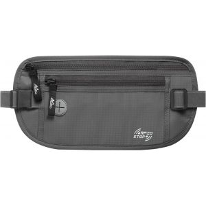 KALANKA-Ceinture de Sport, Sac à Bandoulière avec Poches en Maille, Ceinture de Course Étanche pour Voyage Cyclisme Hommes Femmes, Banane de Sport Sécurité pour Passeport Monnaie Cartes - Gris Foncé - Neuf