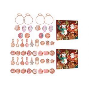 Calendrier de l'Avent de No&euml;l avec bracelets &agrave; breloques DIY - 4 bracelets, 44 breloques, 2 coffrets cadeaux - Neuf