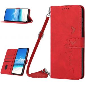 Wqs-Coque Pour Xiaomi Redmi 10 / Redmi 10 2022 / Redmi 10 Prime, Etui En Cuir Pu Portefeuille Antichoc Flip Pour Redmi 10 Avec Lani&egrave;re [Fentes De Cartes] [Fonction Support] - Rouge - Neuf