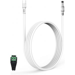 C&acirc;ble D'extension 12v 10 M&egrave;tre/32.8 Ft Avec 5.5 Mm X 2.1 Mm,Compatible Avec La Bande Led 12v (Ksipze,Grovee),Cam&eacute;ra De Surveillance (Tp-Link Tapo,Reolink),Alimentation 12v-Blanc - Neuf