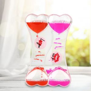 Hjlian Horloge Flottante A Huile En Forme De Sablier A Motif De Cour, Minuterie Liquide, Decoration De Bureau (Rose Rouge) - Neuf