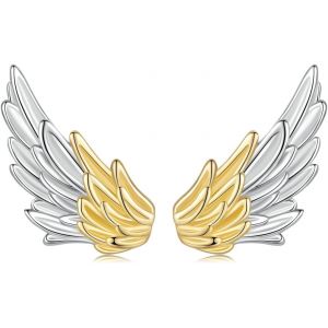 Chenquansarl-Boucles Doreilles Ailes Dange Plaquées Or Rose En Argent 925 ¿ Cadeau Pour Femme, Maman Ou Fille - Neuf