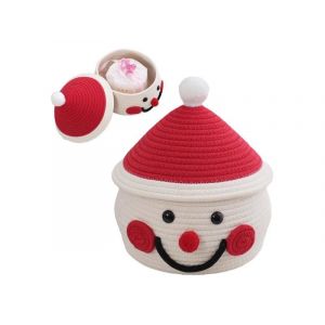 Panier de rangement bonhomme de neige avec couvercle pour ranger jouets, cl&eacute;s, articles de toilette et plus encore - Neuf