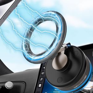 Vacuum Support De Téléphone De Voiture Magnétique,Support Magnetique Telephone Voiture Réglable À 360°Et Support Aimant Voiture Magnétique Fort Rétractable Pour Surface Lisse,Pare Brise,Noir - Neuf