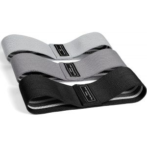 Elastic Band Fabric Resistance Band 3 Levels Of Strength For Body/Legs/Buttocks Training,Pilates Yoga,With Storage Bag - Neuf