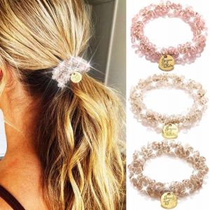 &Eacute;lastiques &Agrave; Cheveux Avec Strass Pour Queue De Cheval - Accessoires Pour Cheveux Pour Femme (Blanc, Gris, Rose) - Neuf