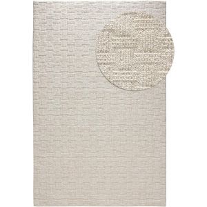 Sjzg-Nest Tapis Lilibeth - Fibre Synth&eacute;tique - Rectangulaire Et Dans Le Style : Abstrait, G&eacute;om&eacute;trique, Hygge Et Cosy, Minimaliste - Facile D'entretien Pour Salon, Chambre &Agrave; Coucher, Cr&egrave;me, 80 X 150 - Neuf