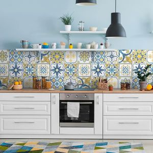 Sjzg-- Autocollants Carrelage Salle De Bain Et Cuisine 24 Pcs 10x10 Cm - Ps00247 D&eacute;coration Murale En Carrelage Mosa&iuml;que Pvc Imperm&eacute;able Style Carreaux De Ciment Azulejos - Neuf