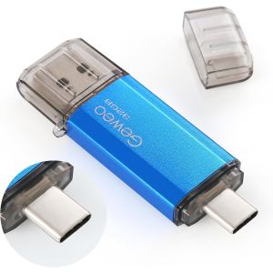 CL&eacute; USB 32Go, 2 en 1 OTG Flash Drive USB 2.0 Type C Pen Drive 32 Go Memory Stick pour Smartphone, PC, Ordinateur Portable Stockage de Donn&eacute;es (Bleu) - Neuf