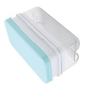 Hjlian Bac A Glacons Avec Couvercle, Bac De Rangement Et Pelle A Glacons, 2 Niveaux, 64 Glacons, Silicone, Demoulage Facile, Bleu - Neuf
