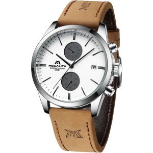 Fdjhy-Montre Hommes Analogique Quartz Calendrier Etanche Vintage Chronographe Avec Bracelet Acier Inoxydable Cuir Classique Cadeau - Neuf