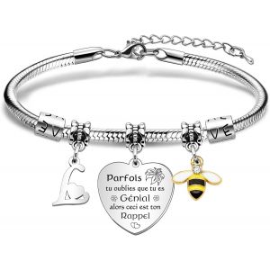 Eryi-Bracelet Lettre Initiale A-Z,Bracelets Pour Amitié,Cadeau Femme Bracelets,Charm Coeur Lettre A-Z Acier Inoxydable,Cadeaux D'anniversaire Pour Femmes Fille Nièce S?ur Amie Filles Maman Tante - Neuf