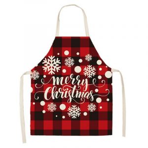 &iquest;55*68cm&iquest;No&euml;l Tablier de Cuisine Tablier de Cuisinier Couple Tablier &agrave; Carreaux Joyeux Chiristmas Mod&egrave;le pour le Barbecue de M&eacute;nage de la Famille Restaurant Cafe de la P&acirc;tisserie Femme Homme - Neuf