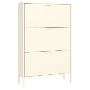 Meuble &agrave; chaussures 3 portes en m&eacute;tal blanc MARION - Neuf