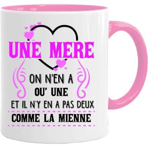 Eryi-Mug Bonne Humeur Ta Gueule | Tasse Avec Message Et Dessin Amusant (Une Mère, On N'en A Qu'une Et Il N'y En A Pas Deux Comme La Mienne) | Idée Cadeau Humour Maman Original Anniversaire Fête De Mè - Neuf
