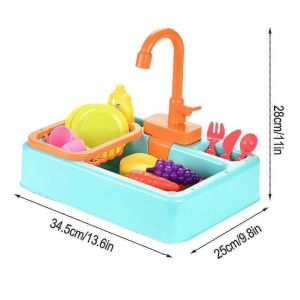 Jouets d'évier de cuisine avec eau courante, 19 pièces, cadeaux éducatifs pour filles et garçons - S-Yvan - Neuf