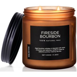 SANSH-Bougies parfumées au Bourbon, 330g de cire de soja propre, jusqu'à 70 heures de combustion, 2 mèches en coton pour la décoration intérieure, bougies d'aromathérapie pour la salle de bain - Neuf