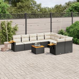 Prolenta Premium - Salon De Jardin 10 Pcs Avec Coussins Noir R&eacute;sine Tress&eacute;e - Neuf