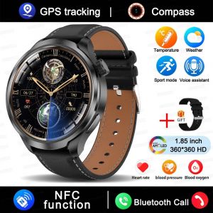 Montre Connectée De Sport Gps Pour Hommes,Écran Amoled De 1.85 Pouces,Étanche Ip68,Boussole,Appel,Nfc,Suivi De Fitness,Nouvelle Collection 2025.Black Leather.Gps Sports Watch - Neuf