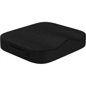 Coussin de Si&egrave;ge en Mousse &agrave; M&eacute;moire pour Bureau, Coussin Orthop&eacute;dique Anti-Pression pour Fauteuil, Chaise de Bureau ou Voiture, Coussin &Eacute;volutif avec Poign&eacute;e et Housse Respirante D&eacute;houssable - Neuf