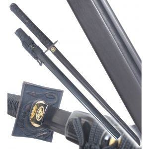 Danzan Katana Ninja en Bois Epee Sabre Shinobi - Lame Bois Wenge Noire D&eacute;coration - Neuf