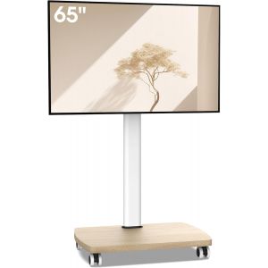 MEVRONISSHOP-Support TV roulettes pour TV de 32-65 Pouces - Support TV sur Pied Plus Haut 1240 MM-1420 MM Pivotant 60&deg; Inclinaison 12&deg; jusqu'&agrave; 40 KG Max. VESA 400x400mm - Neuf