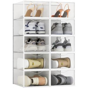 lbgwp60-Lot De 10 Boîtes De Rangement Empilables En Plastique Avec Ouverture Sur Le Devant De Type Tiroir Transparent - Neuf