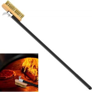 Ulteronixshop-Brosse pour four &agrave; pizza 130 cm, grattoir acier, poign&eacute;e amovible aluminium, brosse laiton &iquest; Id&eacute;al nettoyage four, pierres &agrave; pizza, barbecues - Neuf
