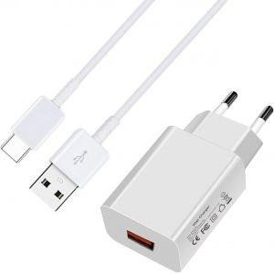 KALANKA-Chargeur Rapide avec C&acirc;ble USB C pour Samsung Galaxy S21 S22 S20 S10 S9 S8 FE A52 A52S A53 A33 Huawei P50 P40 Pro P30 Pro P20 C&acirc;ble de Charge Rapide 18W USB Chargeur - Neuf