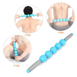 Baton De Massage Pour Soulager Les Douleurs Musculaires Des Athletes, Rouleau De Yoga Pour Points De Declenchement, 5 Balles De Relaxation, Bleu - Neuf