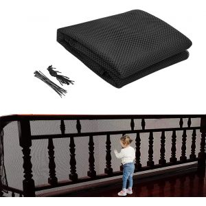 Filet De S&eacute;curit&eacute; Enfant 300 X 79 Cm Pour Escaliers - Noir, Filet De Protection Pour Balcons, Filet Anti-Chute Pour Chats - Neuf