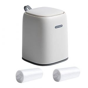 Mini Poubelle De Bureau Avec Couvercle &Agrave; Pression, Petite Poubelle Pour Bureau, Cuisine, Poubelle En Plastique Color&eacute; Avec 3 Rouleaux De Sacs Poubelle (Blanc) - Neuf