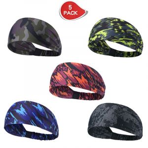 Lot De 5 Bandeaux De Sport Pour Hommes, Anti-Transpiration Et Des Sports Bandeau Pour La Course, La Formation Croisée, De Yoga - Neuf