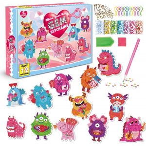 Kal-Diamond Painting Porte-Cl&eacute;s, 12 Pcs 5d Diamond Painting Keychain Kits Enfants Diy Monstre Diamant Pendentif Ornements Gem Art Pendentif Kit De Bricolage Cadeau Filles Enfants Ann&eacute;es 4 6 8 10 - Neuf