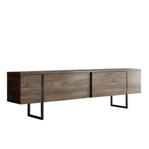 Meuble TV en bois "Luxe" - 180 x 30 x 50 cm - NoyerNoir - Neuf
