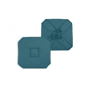 Coussin Galette De Chaise 4 Rabats 40x40cm Turquoise Chinee - Neuf