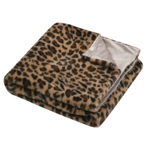 Plaid Imprim&eacute; L&eacute;opard Effet Fourrure - Neuf