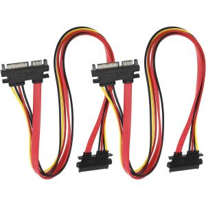 2pcs 7 + 15 22 Broches SATA Mâle à Femelle Alimentation de Données SATA Câbles d'extension Combinés d'alimentation de Données pour Disque Dur SATA et Lecteur Optique SATA 50cm - Neuf