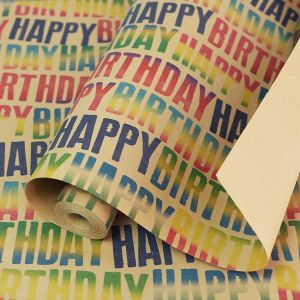 Rouleau De Papier Cadeau D'anniversaire Coloré « Happy Birthday » - Ensemble De Papier Cadeau Pour Enfants - 15 M X 43 Cm - Emballage Cadeau D'anniversaire Pour Fête - Bricolage - Neuf