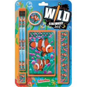 Eryi-Set - Poisson Clown De Deluxebase. Ces Kits De Fournitures Scolaires Amusants Pour Filles Et Garçons Comprennent 2 Crayons, Une Gomme, Un Taille-Crayon, Une Règle Et Un Cahier - Neuf