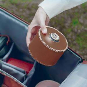 Housse De Protection Pour Bidon De Gaz, En Cuir Pu, Portable, Pour Accessoires De Camping En Plein Air, Marron Foncé - Neuf