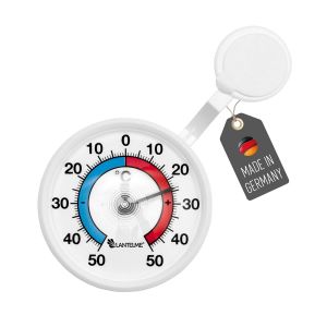 ChenQuanSarl-Thermomètre De Fenêtre Auto-Adhésif - Analogique - Plage De Température De -50 °C À 50 °C - À Coller Sur La Vitre - Thermomètre D'Extérieur - Couleur Blanc - Diamètre 7,5 Cm (Thermorond) - Neuf