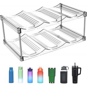 Range Bouteille,Casier &Agrave; Bouteilles,2 Couches Organisateur De Bouteille Deau Transparente Pour Vin,Boisson,Jus,Chaque Rack Contient 3 Bouteilles - Neuf
